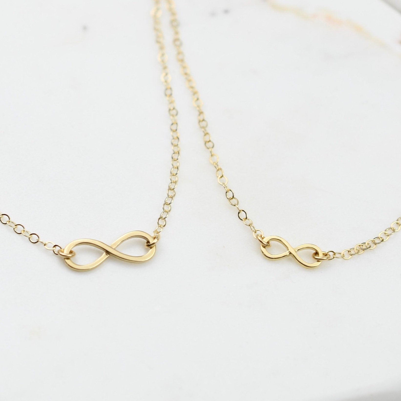 14k solid gold mother daughter infinity necklace set matching infinity charm necklaces yellow gold
