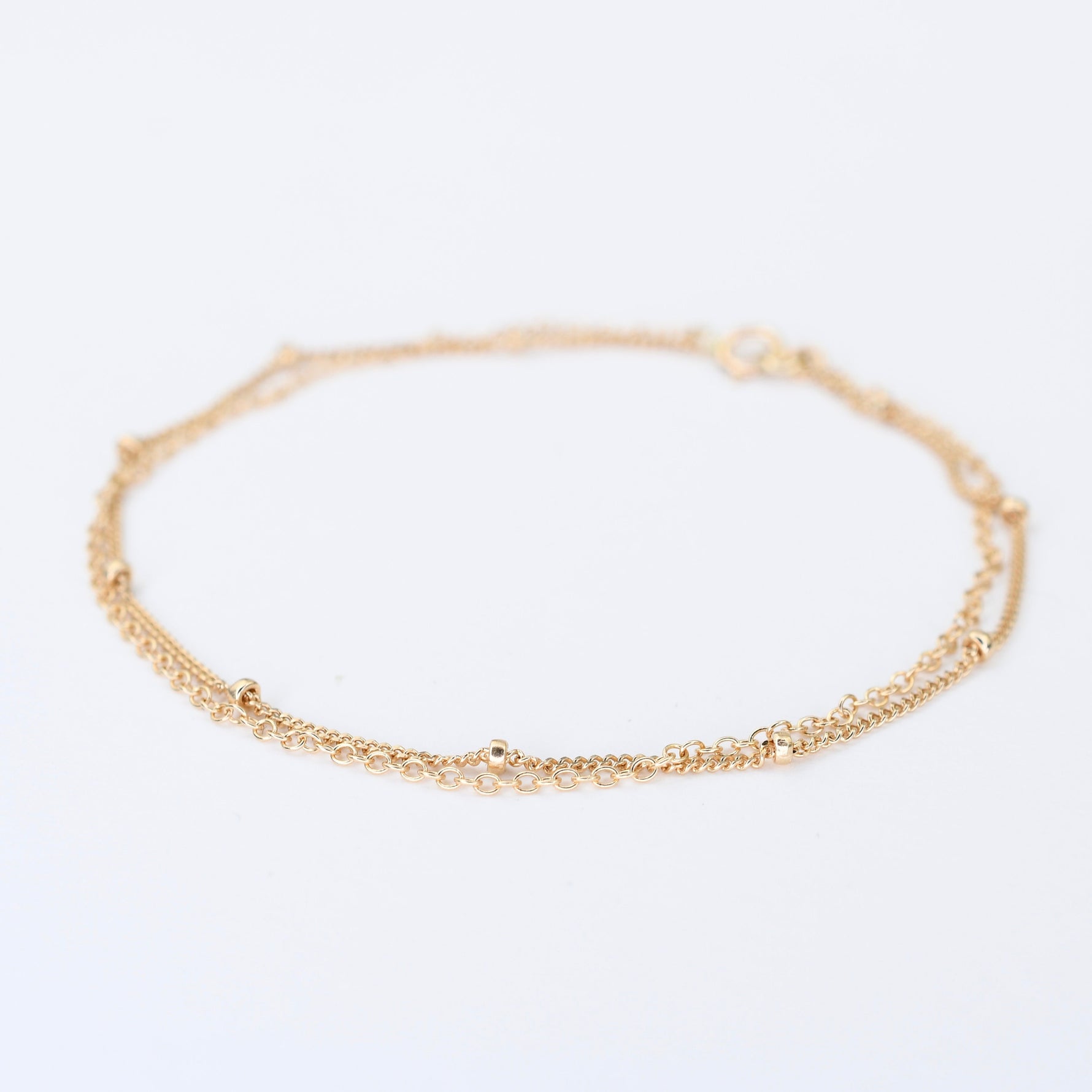 14K Gold Double Chain Bracelet – Cable & Satellite Chain - Sash Jewelry