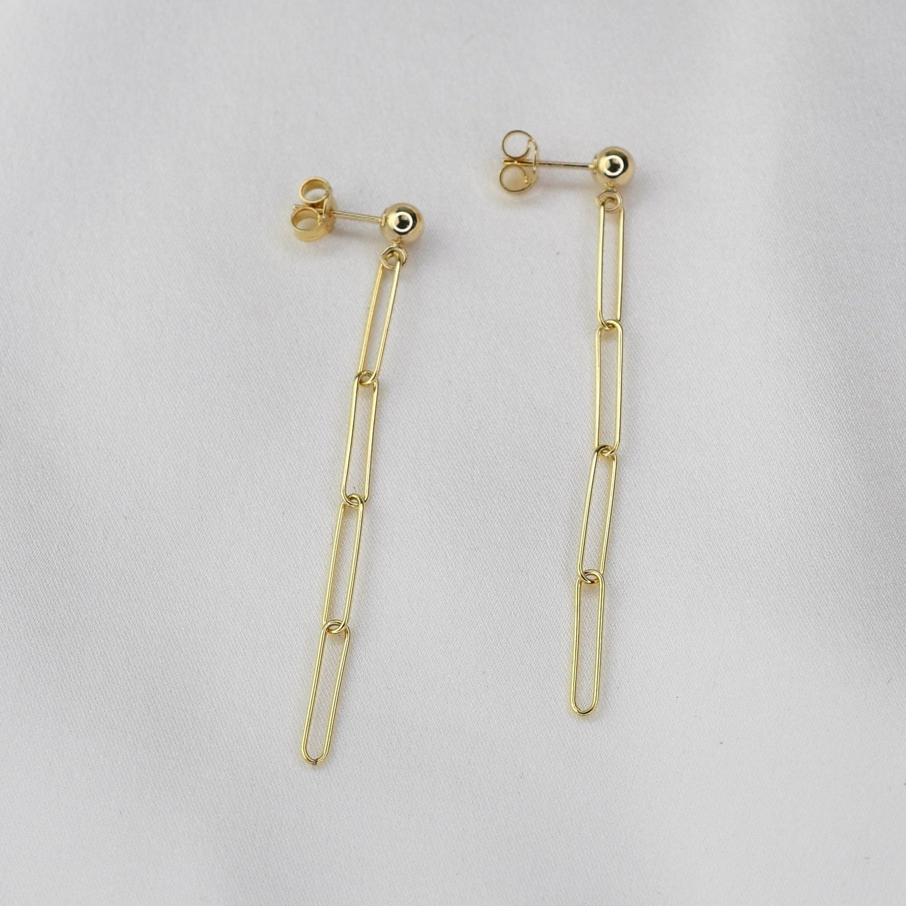 Minimal 14k gold chain drop earrings
