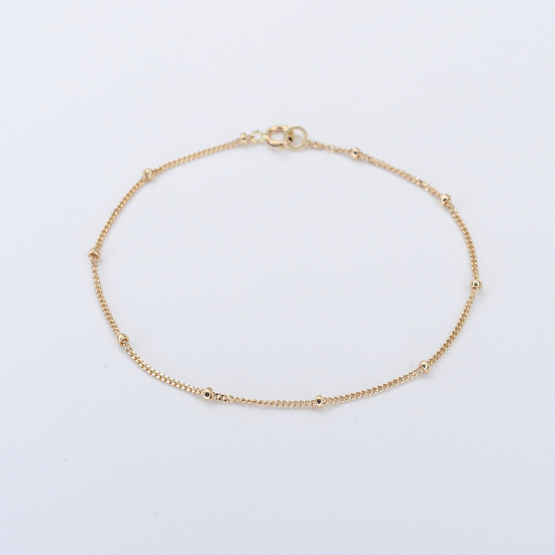 14k solid gold satellite chain bracelet 1mm dainty beaded chain bracelet yellow gold