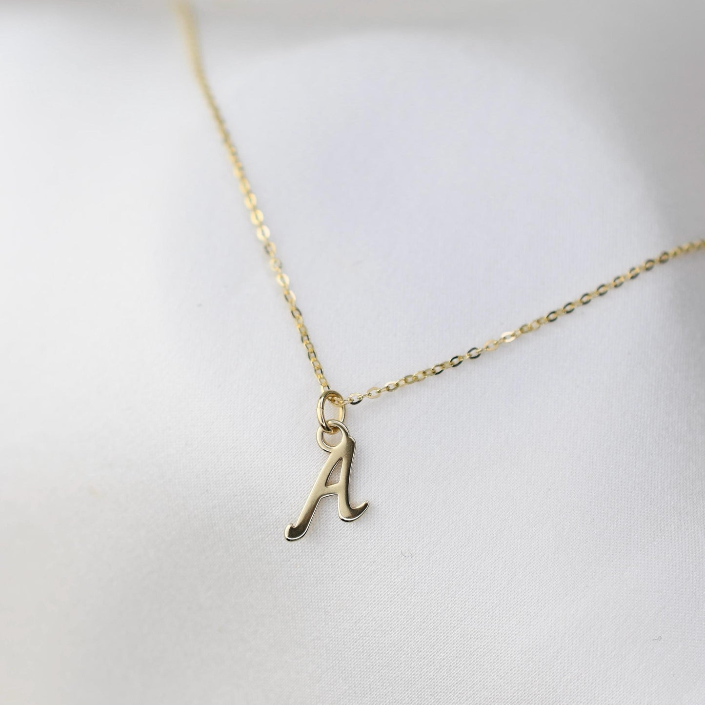 Dainty 14K Solid Gold Initial Necklace | Personalized Charm
