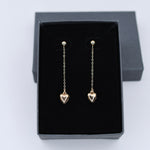 14K Solid Gold Heart Drop Earrings – Minimalist Gold Jewelry Gift - Sash Jewelry
