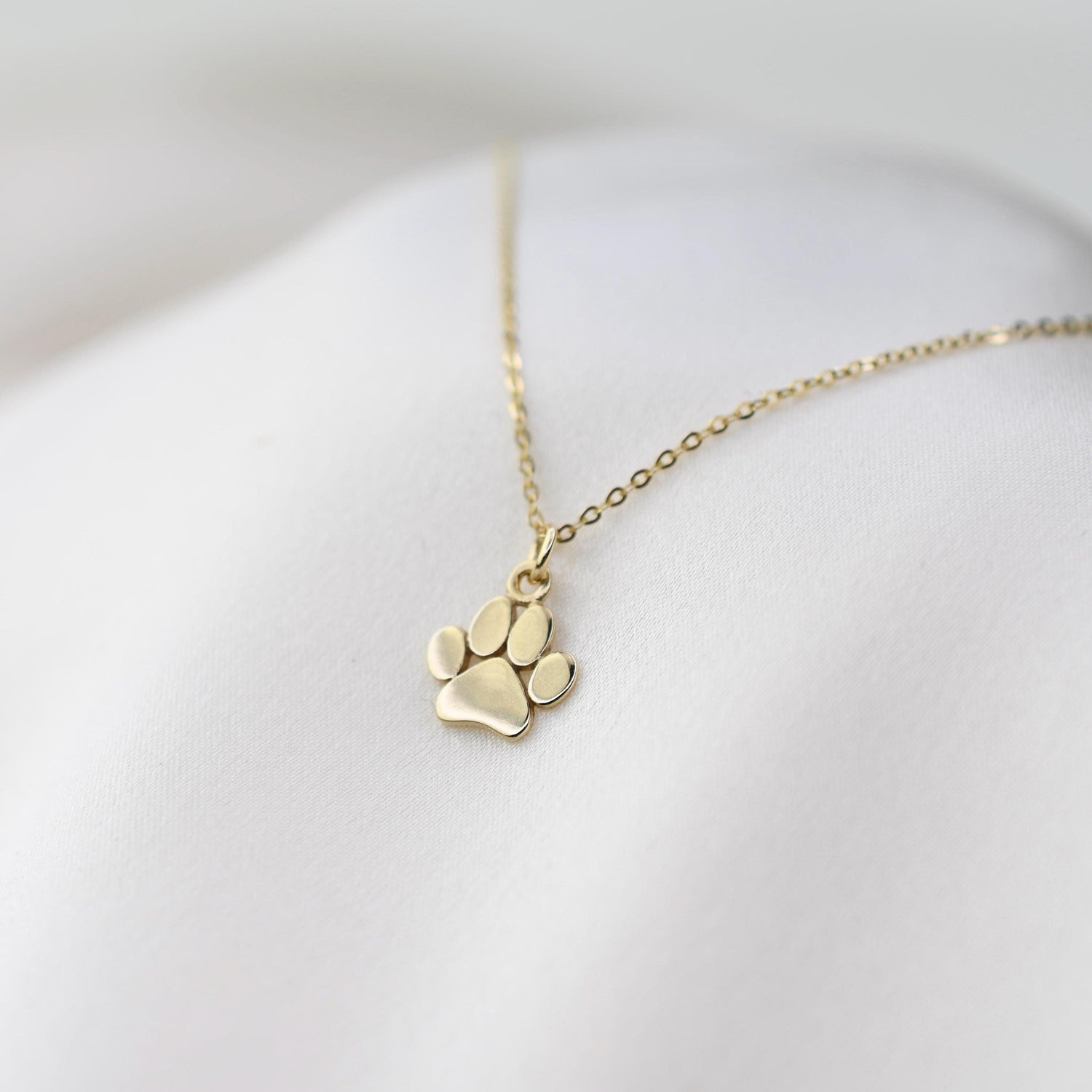 14K Gold Paw Charm Necklace for Dog Lovers - Sash Jewelry