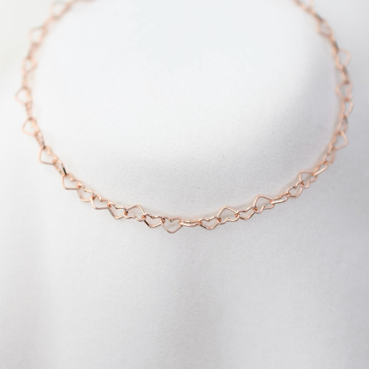 14K Rose Gold Heart Chain Bracelet