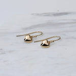 14K Gold Heart Earrings. 14K gold tiny heart earrings. Dainty earrings. Gift for her. - Sash Jewelry
