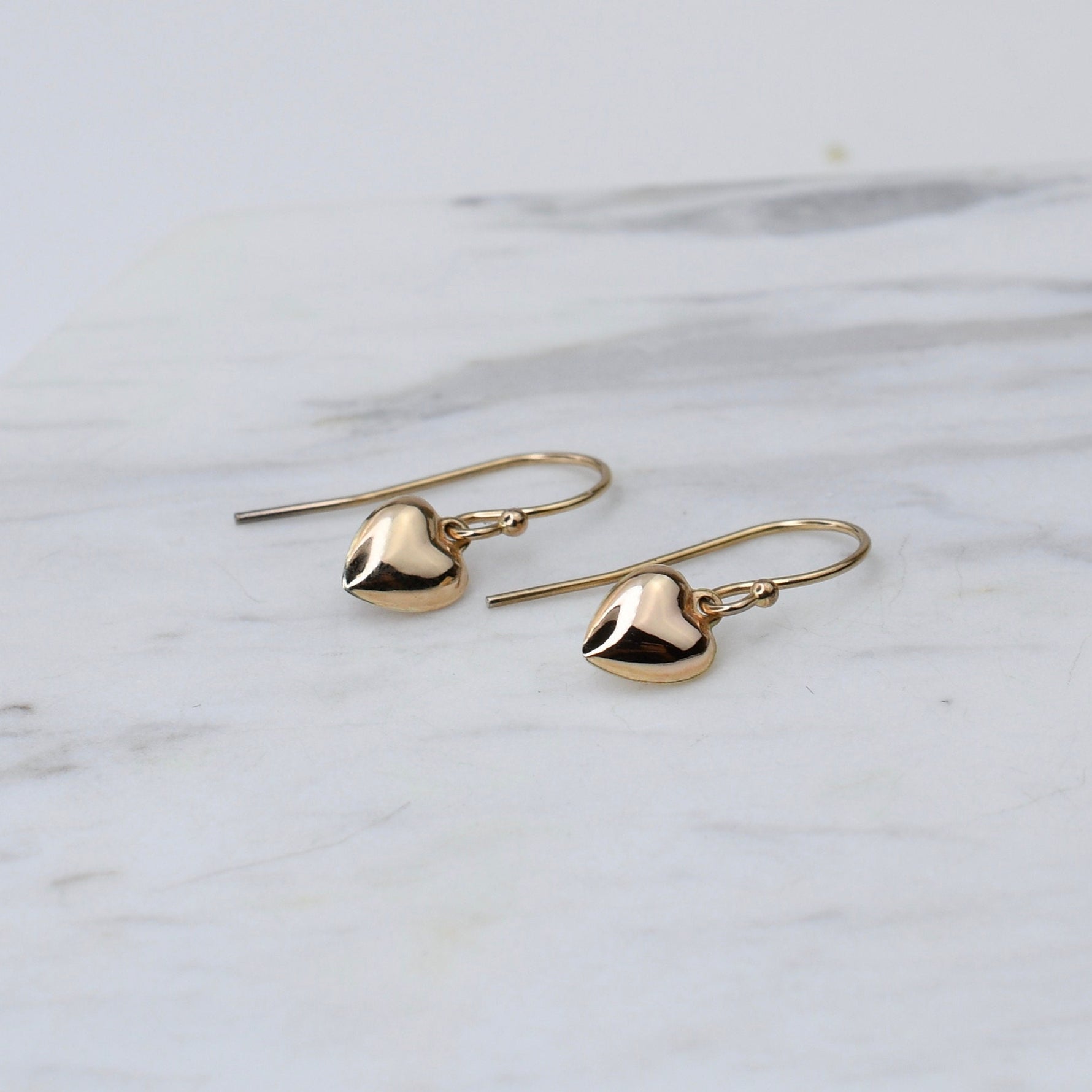 14K Gold Heart Earrings. 14K gold tiny heart earrings. Dainty earrings. Gift for her. - Sash Jewelry