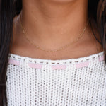 14K Gold Cylinder & Round Bead Necklace – Delicate Layering Jewelry - Sash Jewelry