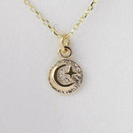 14K Gold Moon and Star Charm Necklace - Sash Jewelry