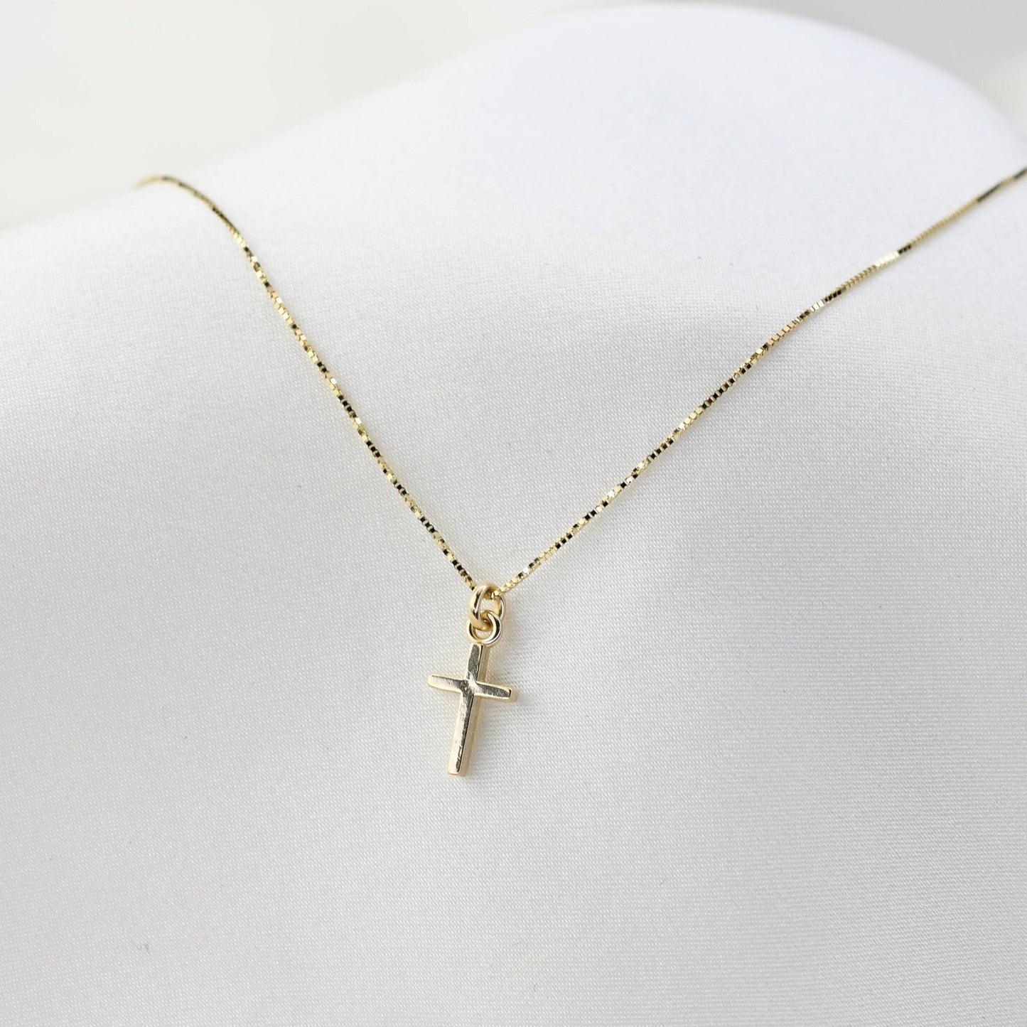 14K Gold Tiny Cross Necklace