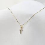 14K Gold Tiny Cross Necklace - Sash Jewelry