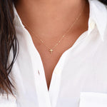 14K Gold Delicate Floating Cross Necklace - Sash Jewelry
