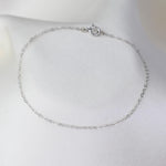 14k White Gold Dainty Bracelet: 1.2mm Flat Oval Chain - Sash Jewelry