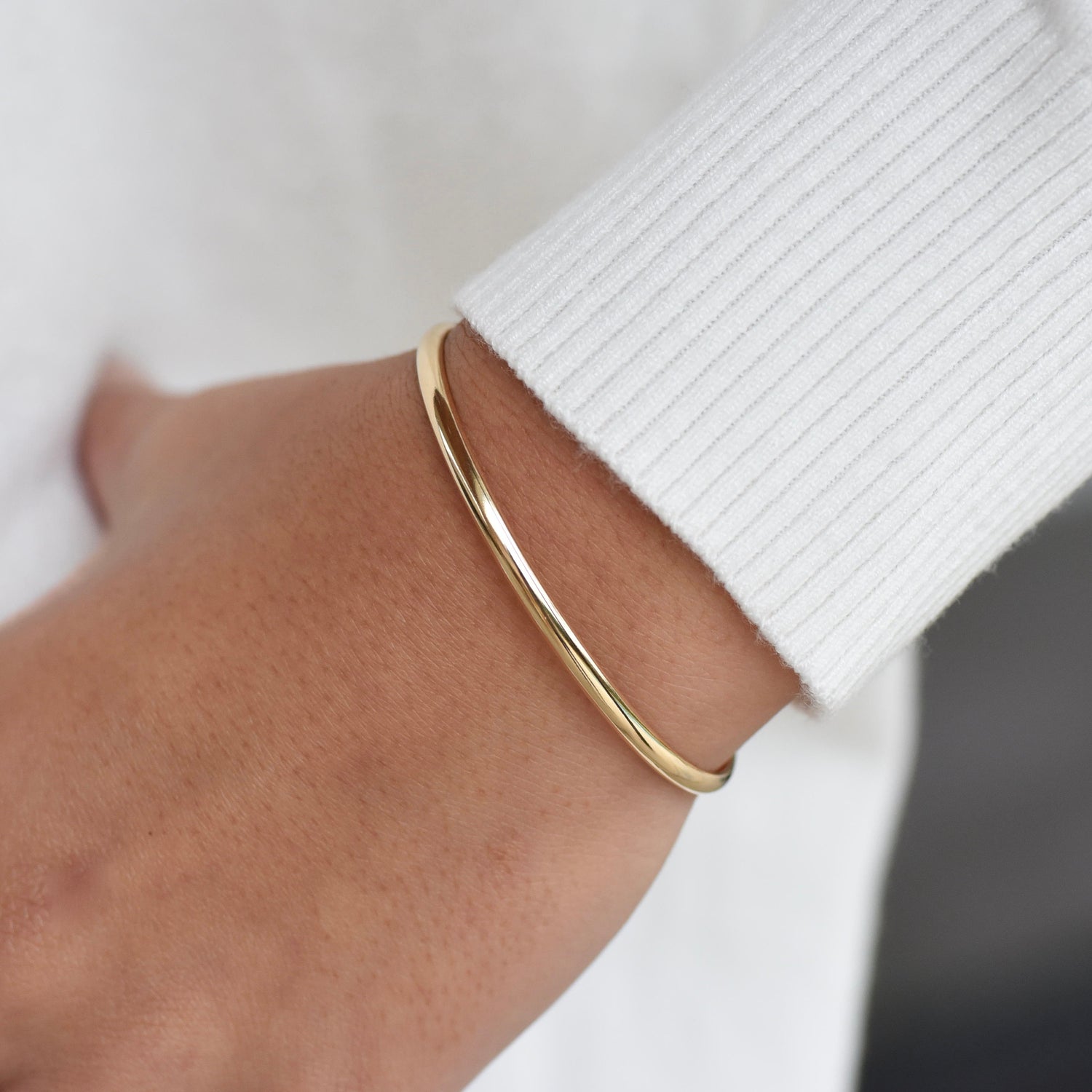 14K Solid Gold Cuff Bracelet: Minimalist Style - Sash Jewelry