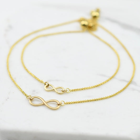 Mother Daughter 14K Gold Infinity Bracelet Set