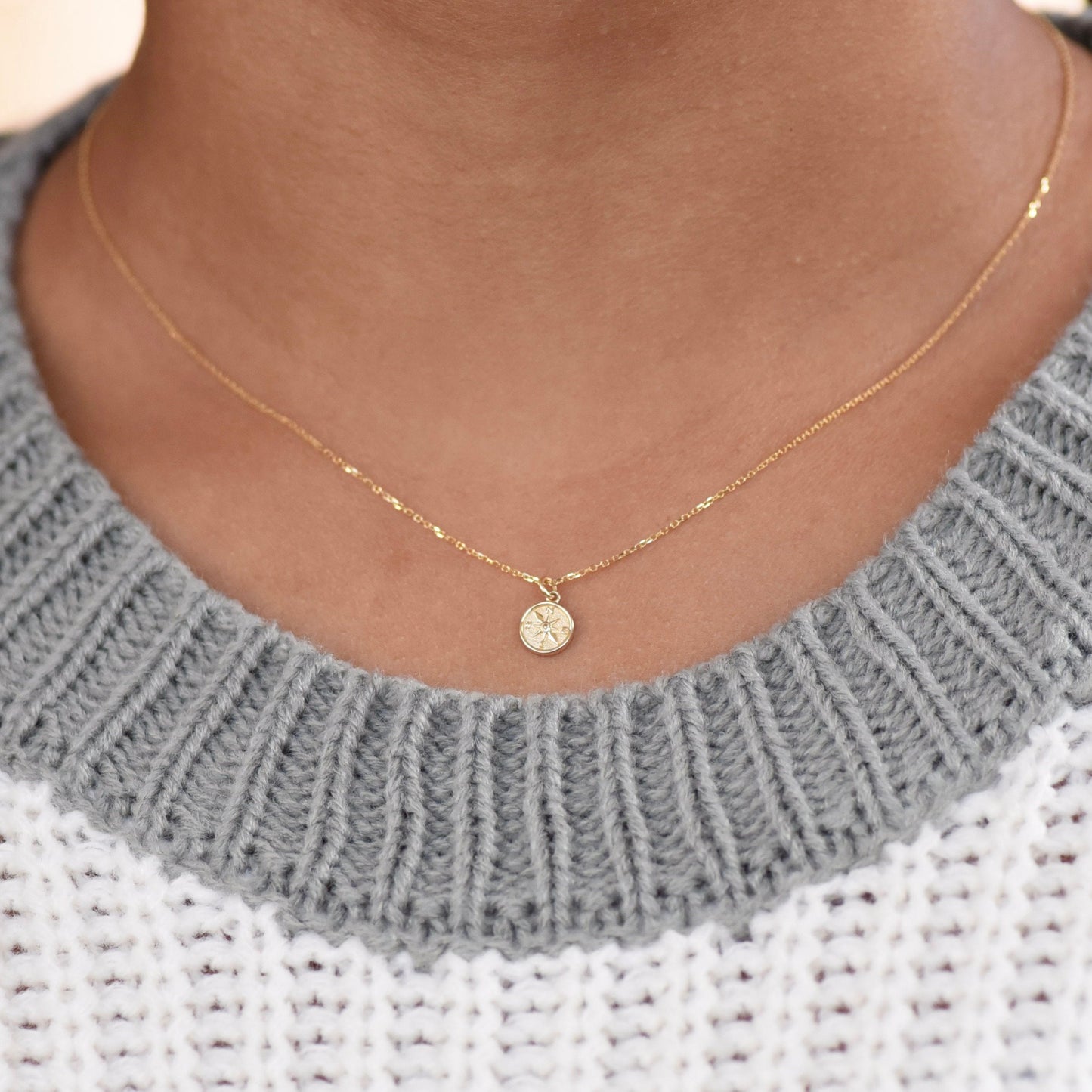 14K Gold North Star Necklace – Compass & Travel Jewelry