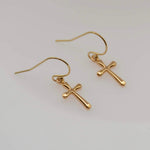 Tiny cross earrings in 14K gold filled