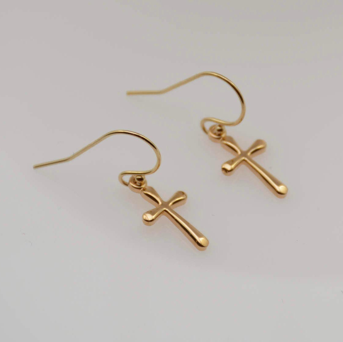 Tiny cross earrings in 14K gold filled