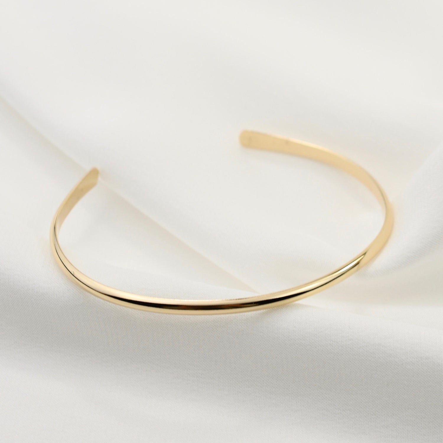 14K Solid Gold Cuff Bracelet, Minimalist Cuff Bracelet, Delicate cuff bracelet - Sash Jewelry