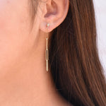 Dainty 14k gold paper clip chain earrings