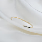 14K Solid Gold Cuff Bracelet – Minimalist Gold Cuff, Thin Open Bracelet - Sash Jewelry