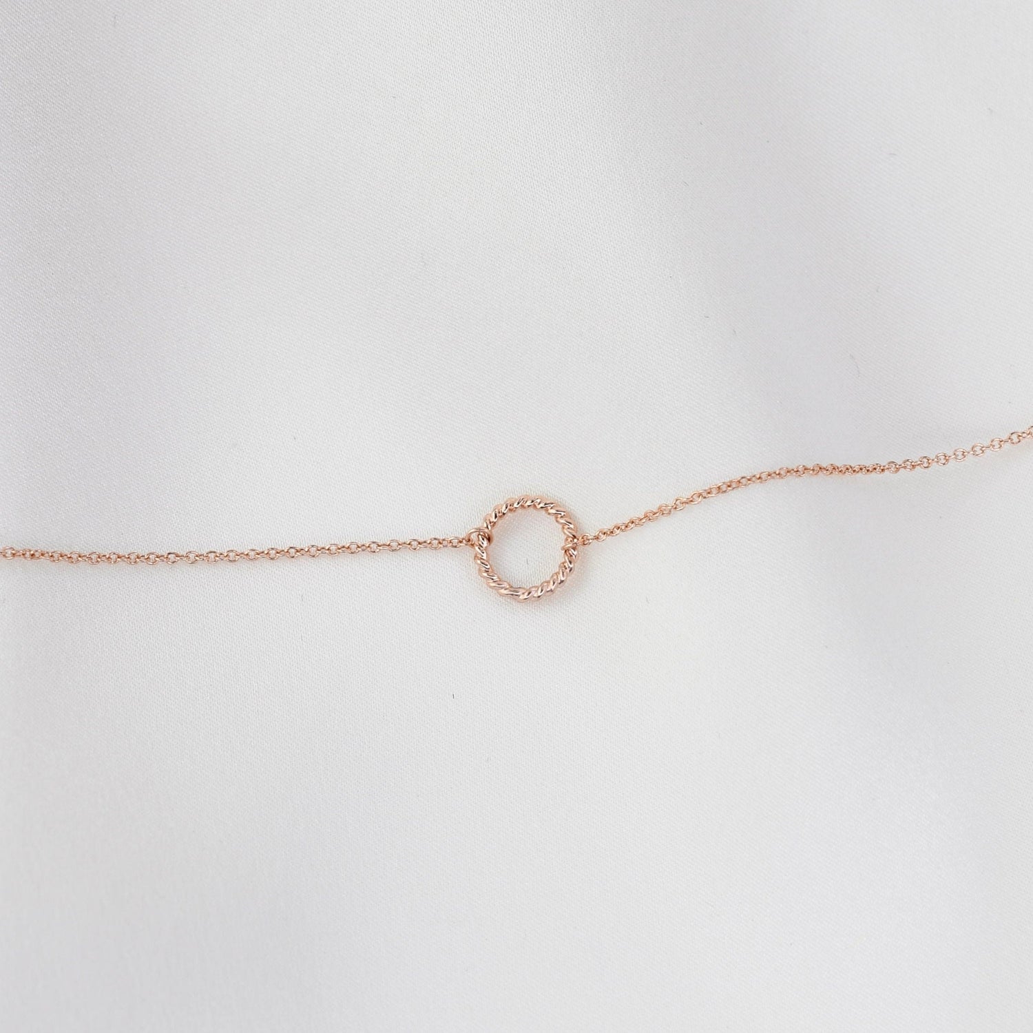 14K Rose Gold Circle Bracelet | Dainty Minimal Jewelry