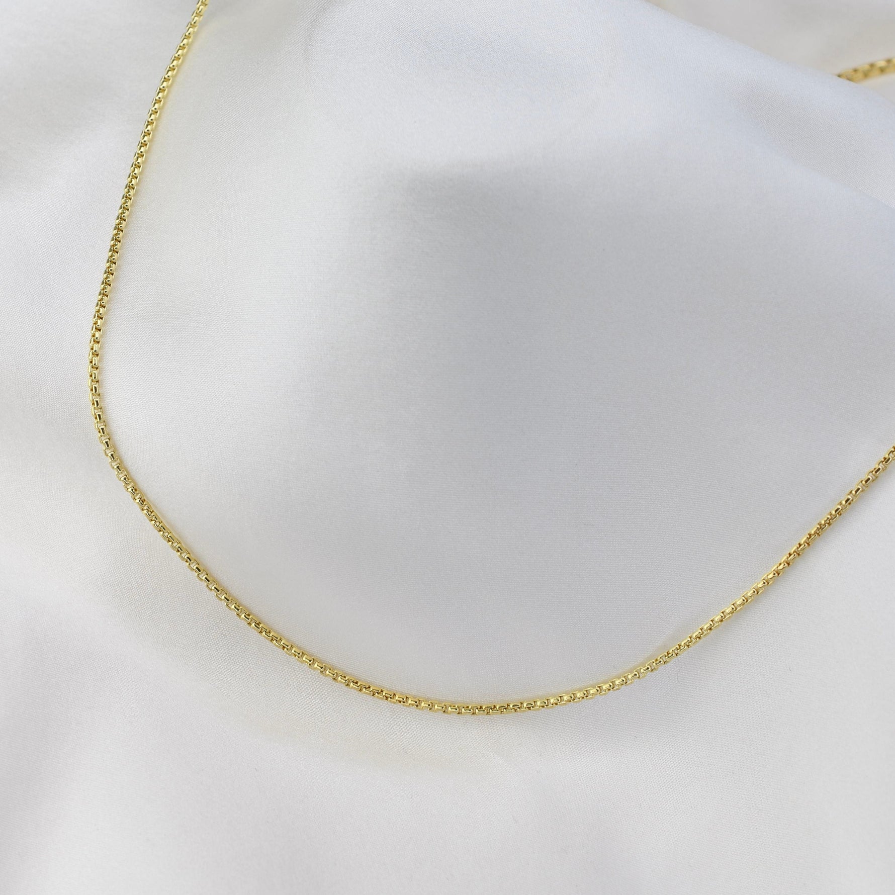 14K Gold Rounded Box Chain Necklace - 1.7mm - Sash Jewelry