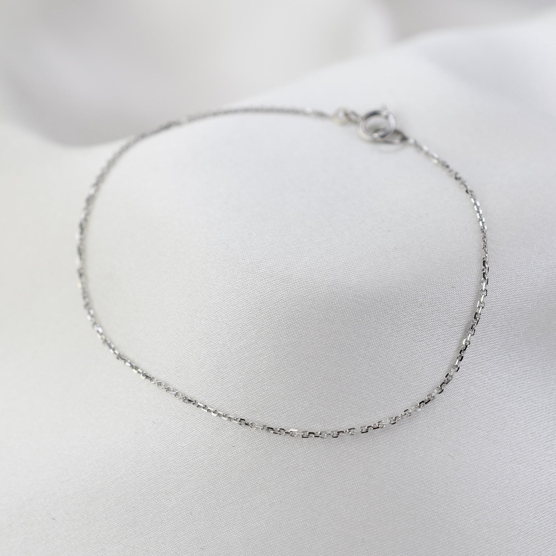 14k solid gold dainty chain bracelet 0.9mm simple minimalist bracelet yellow white rose gold