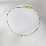 14K Gold 0.9mm Alternating Cylinder and Round Bead Chain Bracelet - Sash Jewelry
