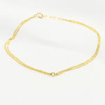 14K Gold Double Chain Diamond Bracelet – Dainty Solid Gold Bracelet - Sash Jewelry