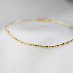 14K Gold 0.9mm Alternating Cylinder and Round Bead Chain Bracelet - Sash Jewelry