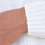 14K Gold 0.9mm Alternating Cylinder and Round Bead Chain Bracelet - Sash Jewelry