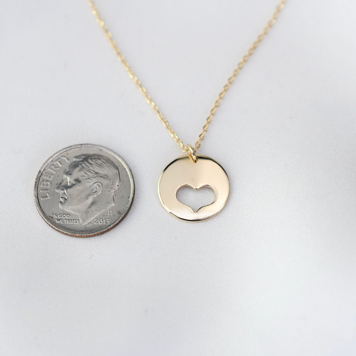 14K gold mother daughter heart necklace set