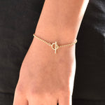 Solid 14K yellow gold rolo chain bracelet with toggle clasp
