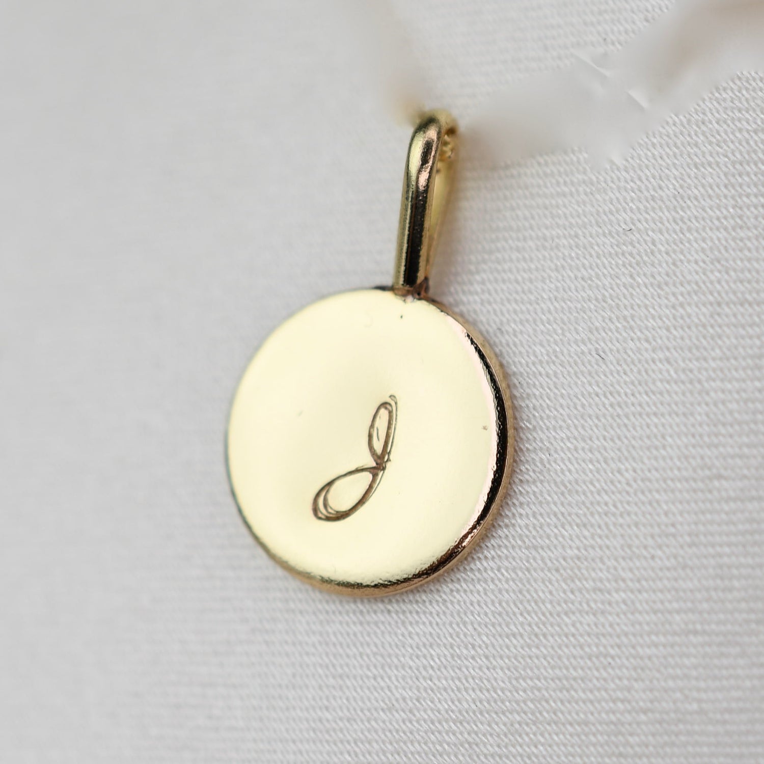 14K Solid Gold Initial Charm Necklace – Minimalist Gold Disc Necklace