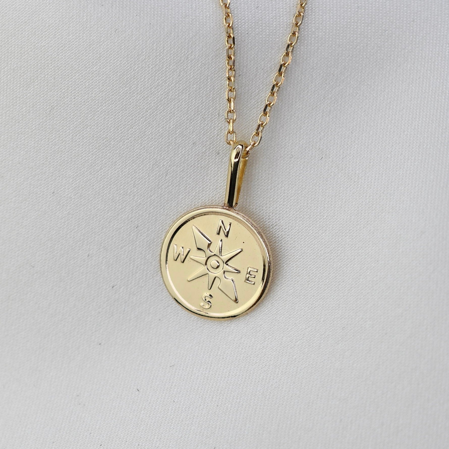 Gold compass necklace 14k