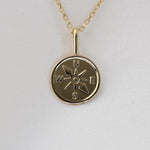 14k Gold compass pendant necklace