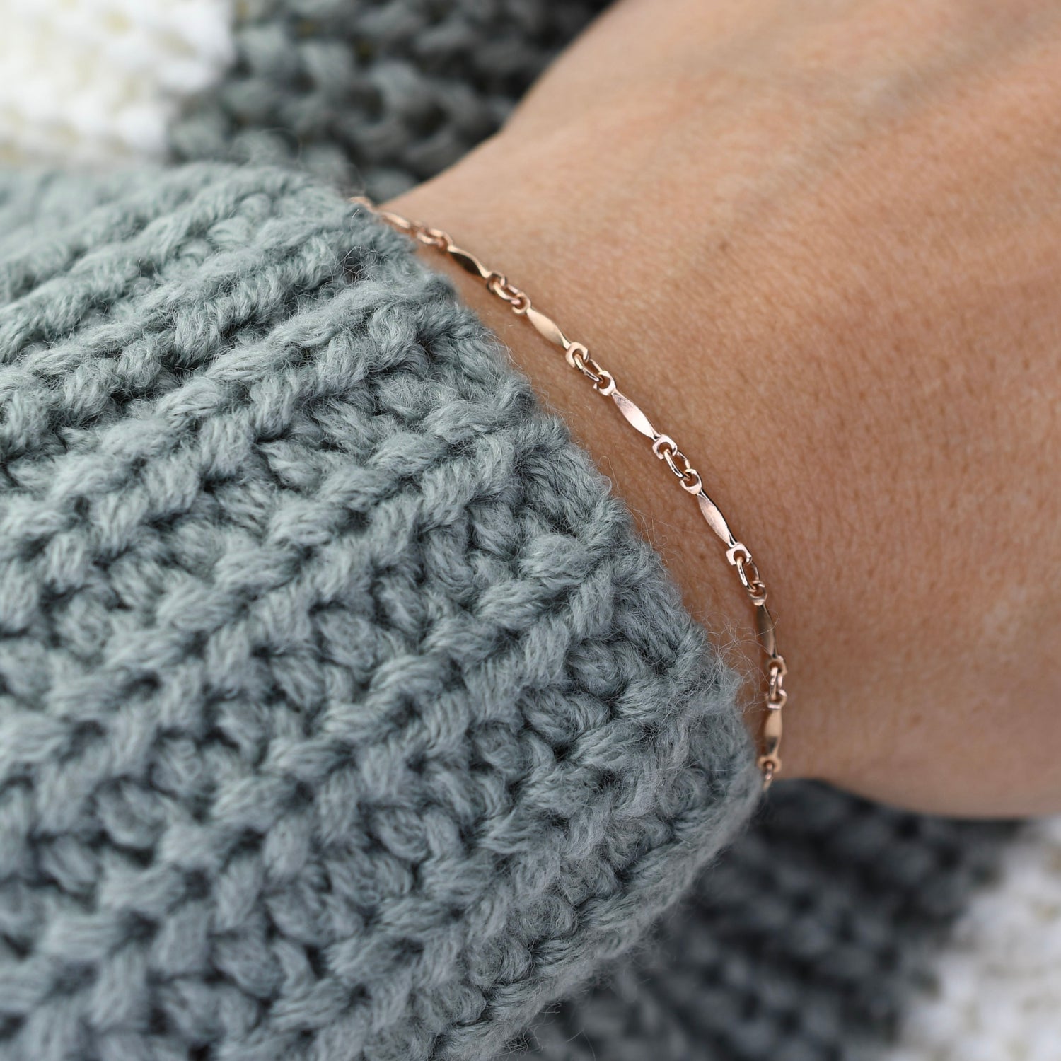 Dapped Bar Link Chain Bracelet – 1.4mm Gold Filled Dapped Bar Bracelet - Sash Jewelry