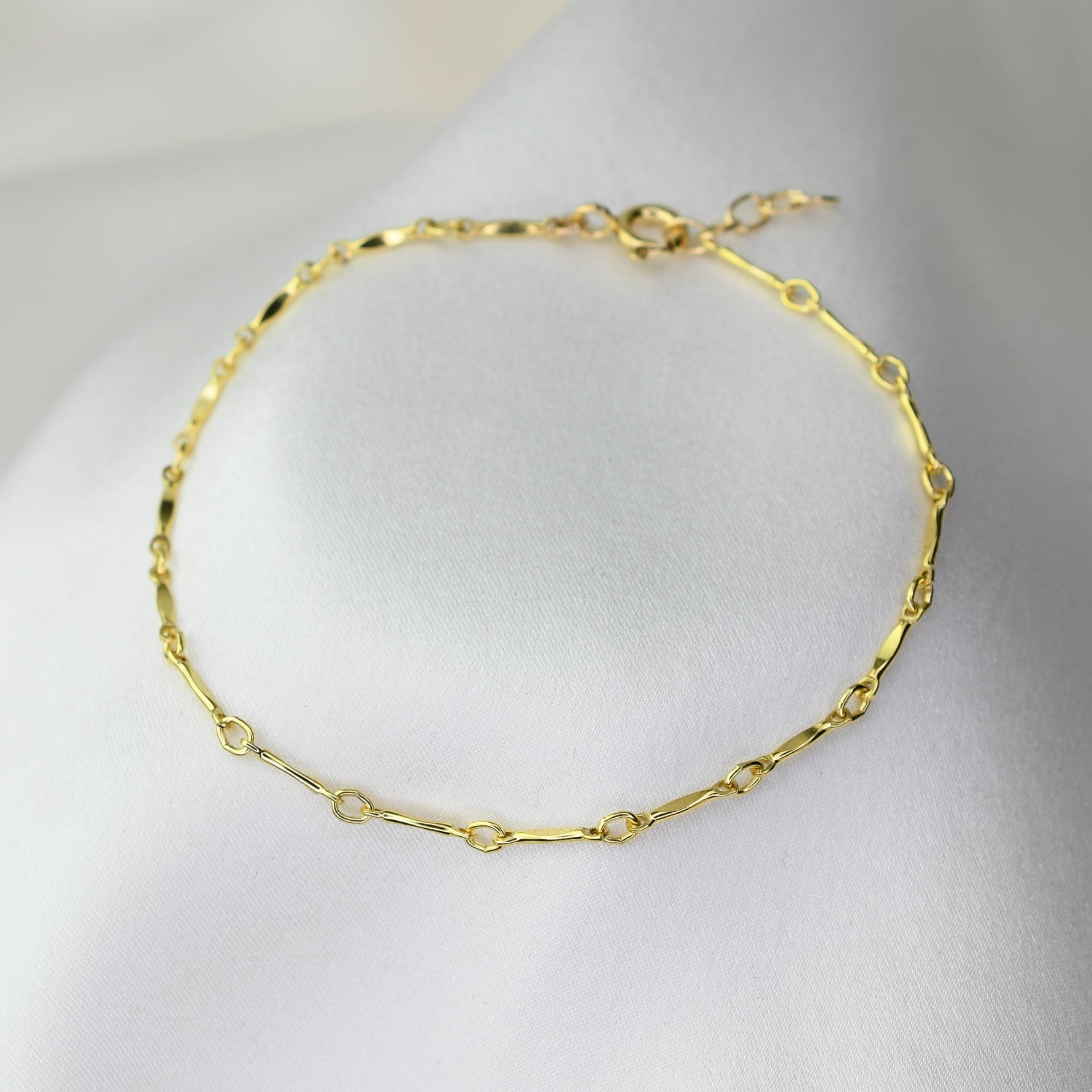 Dapped Bar Link Chain Bracelet – 1.4mm Gold Filled Dapped Bar Bracelet - Sash Jewelry