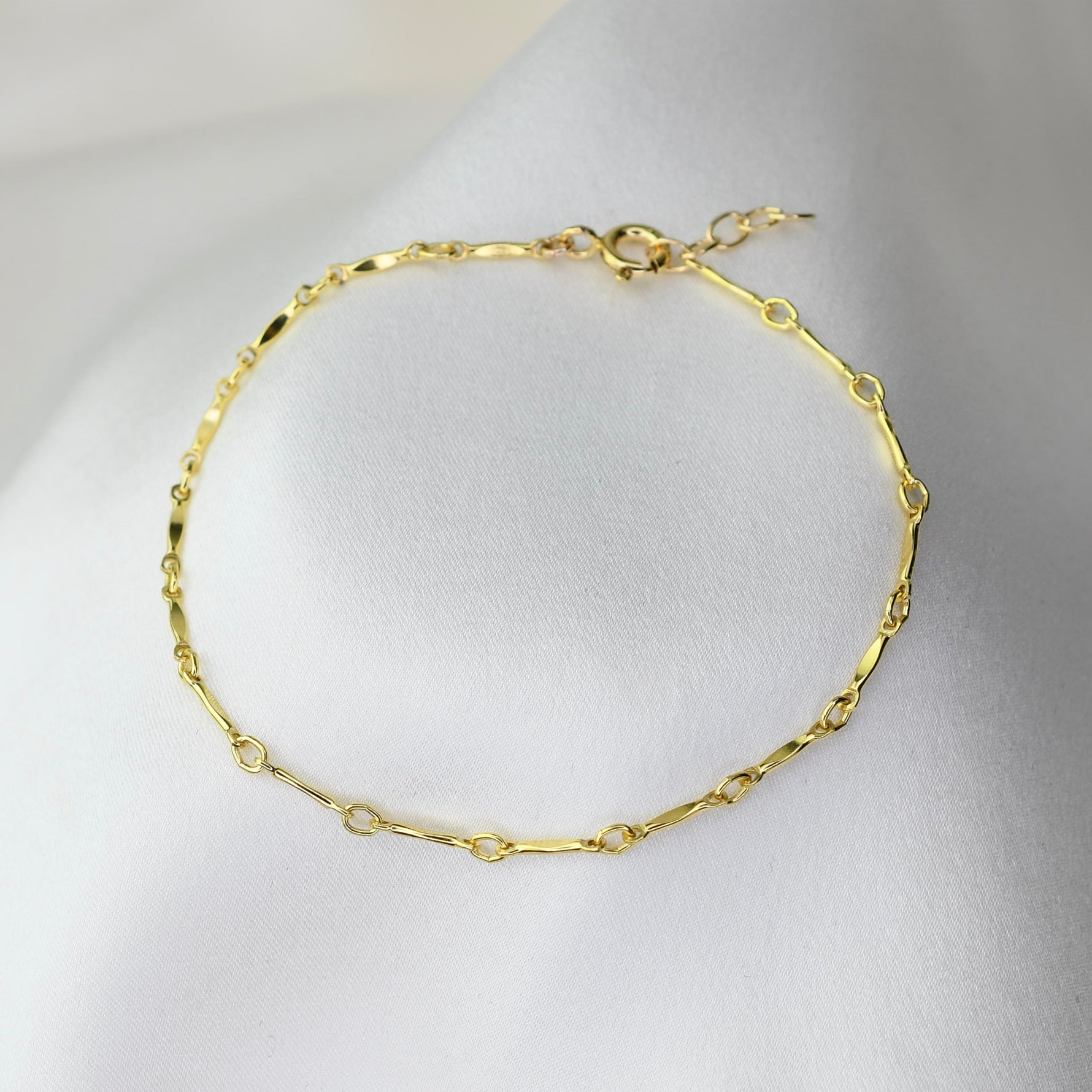 Dapped Bar Link Chain Bracelet – 1.4mm Gold Filled Dapped Bar Bracelet - Sash Jewelry