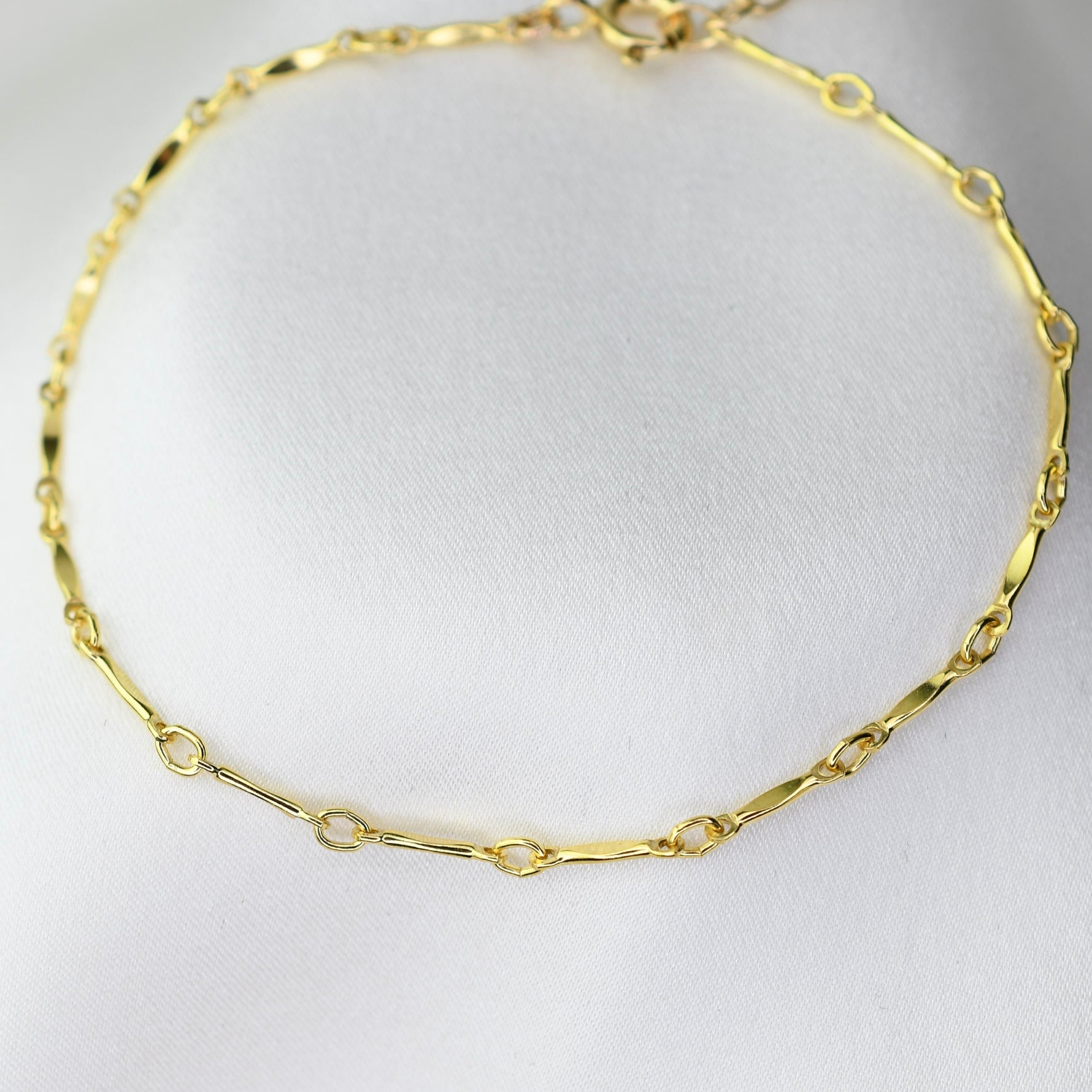 Dapped Bar Link Chain Bracelet – 1.4mm Gold Filled Dapped Bar Bracelet - Sash Jewelry