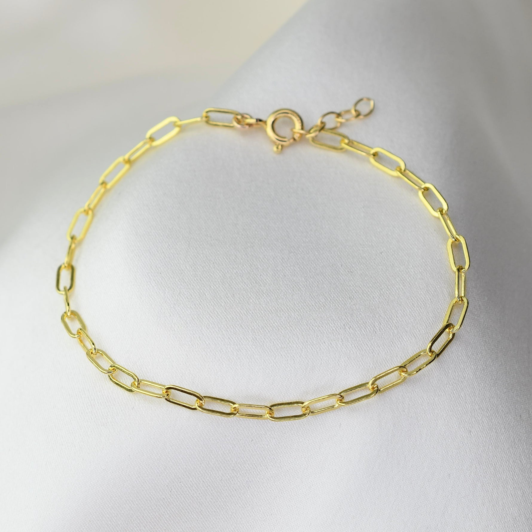 Paper Clip Chain Bracelet  – Dainty Adjustable Link Bracelet (Copy) - Sash Jewelry