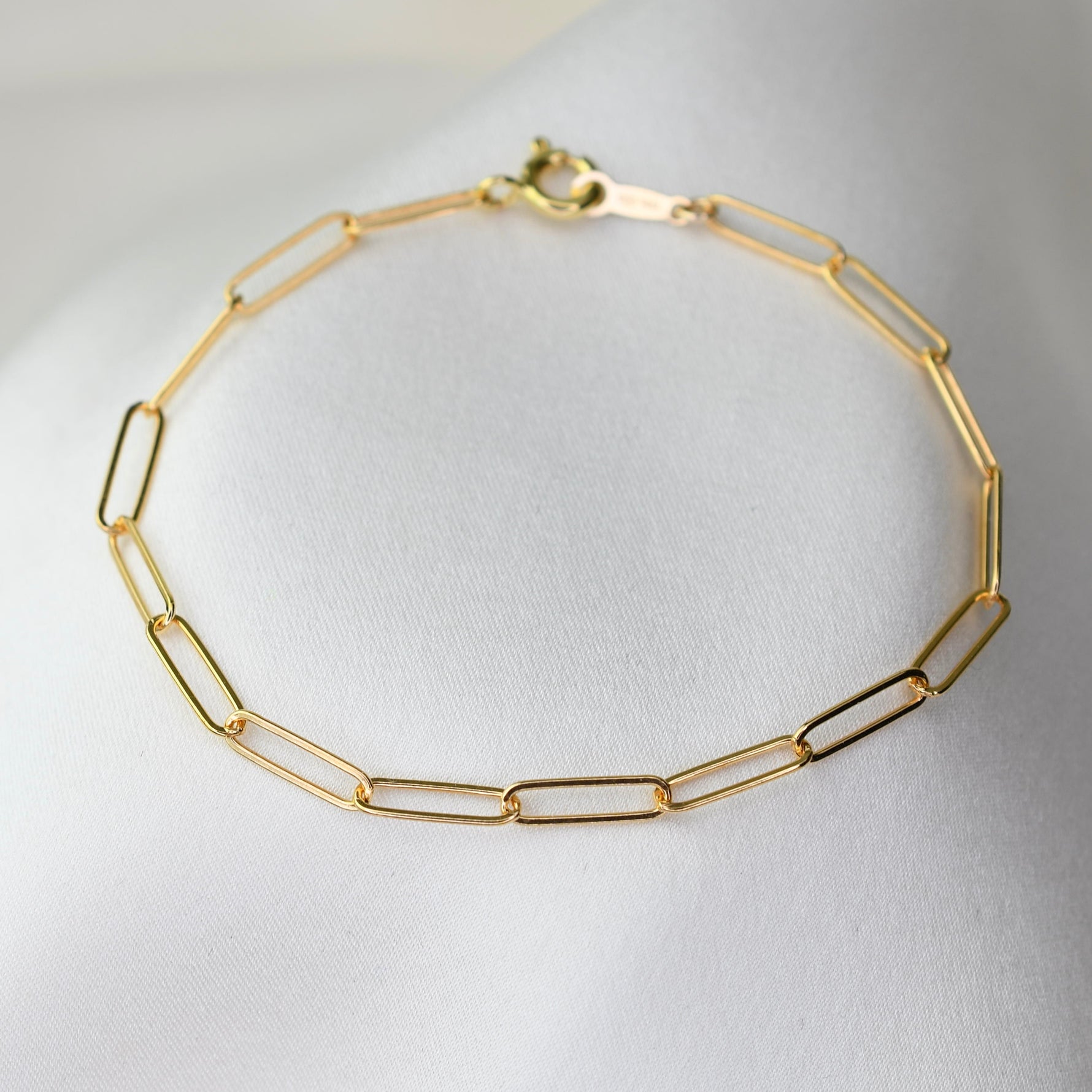 Gold Filled 2.7mm Paper Clip Chain Bracelet – Dainty Minimalist Link Bracelet - Sash Jewelry
