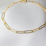 Gold Filled 2.7mm Paper Clip Chain Bracelet – Dainty Minimalist Link Bracelet - Sash Jewelry