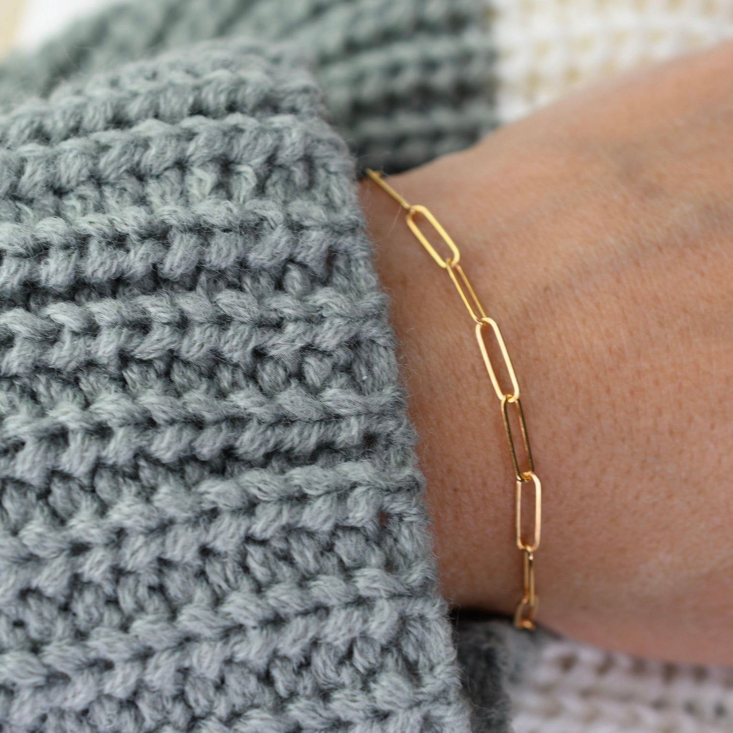 Gold Filled 2.7mm Paper Clip Chain Bracelet – Dainty Minimalist Link Bracelet - Sash Jewelry