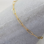 Gold Filled 2.7mm Paper Clip Chain Bracelet – Dainty Minimalist Link Bracelet - Sash Jewelry