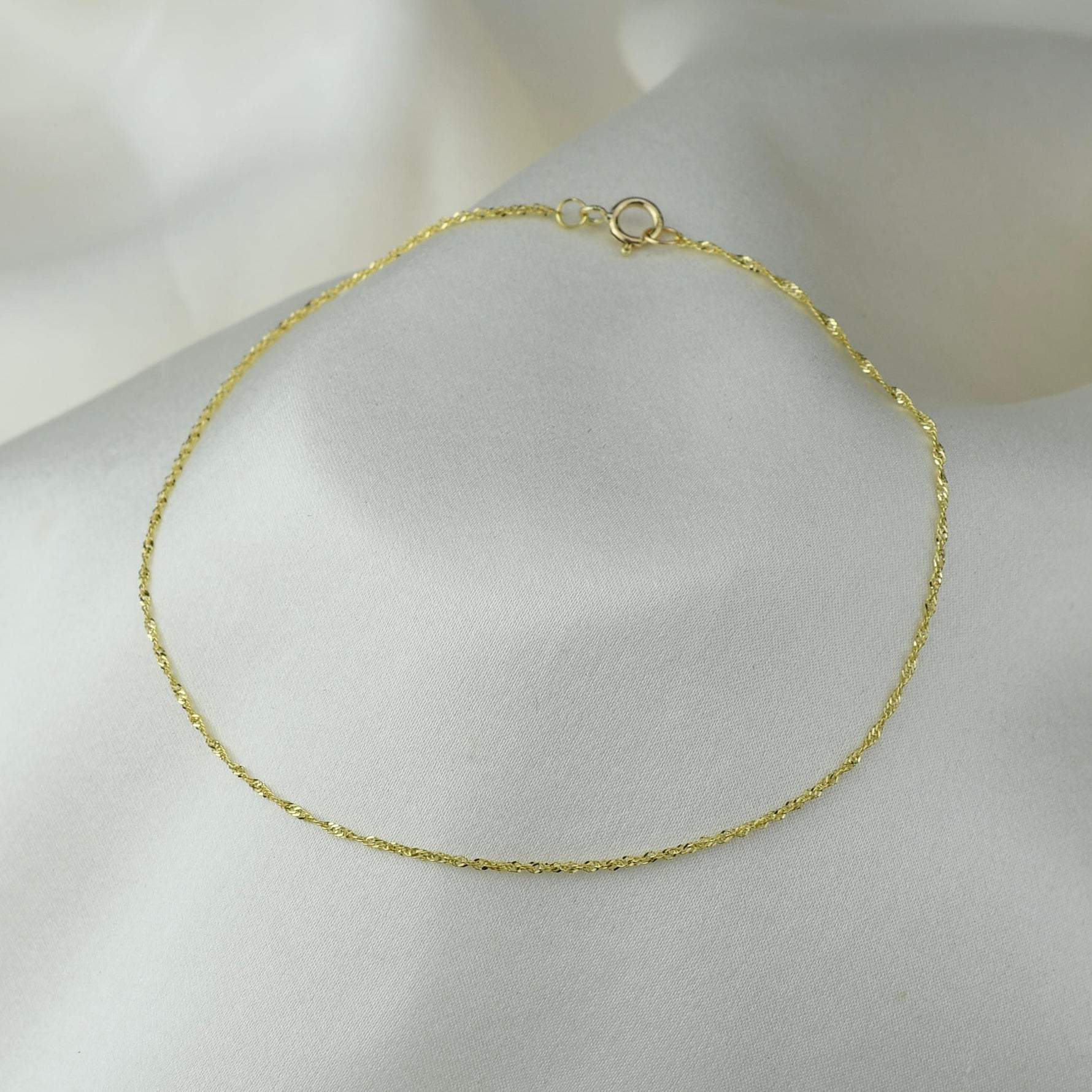 14K Gold Dainty Sparkle Chain Bracelet - Sash Jewelry