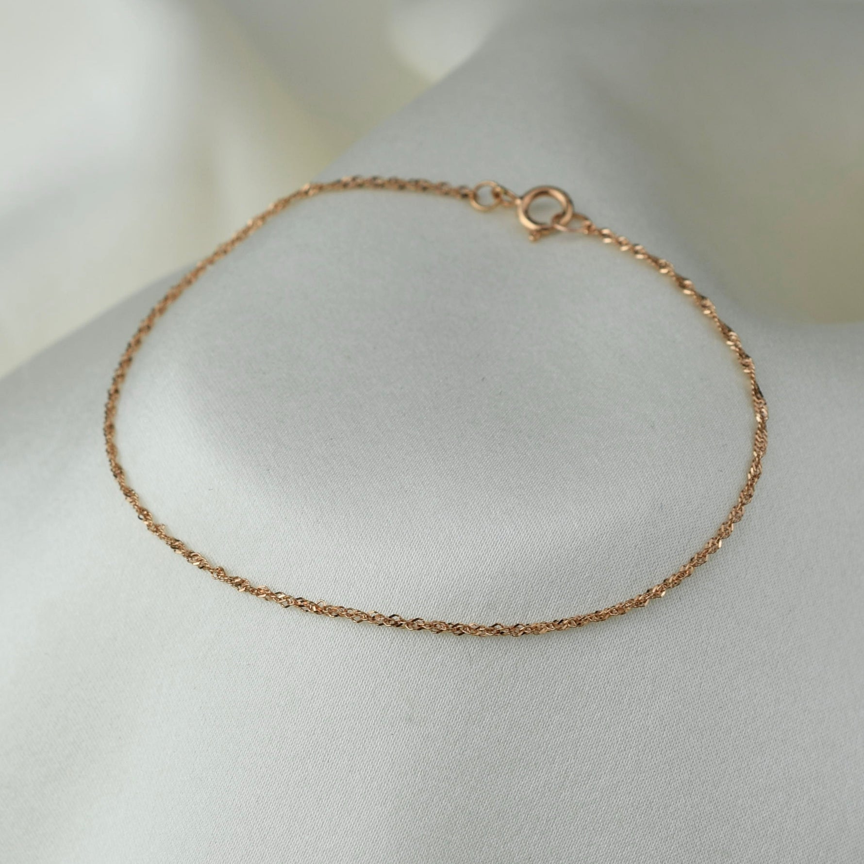 14K Gold Dainty Sparkle Chain Bracelet - Sash Jewelry