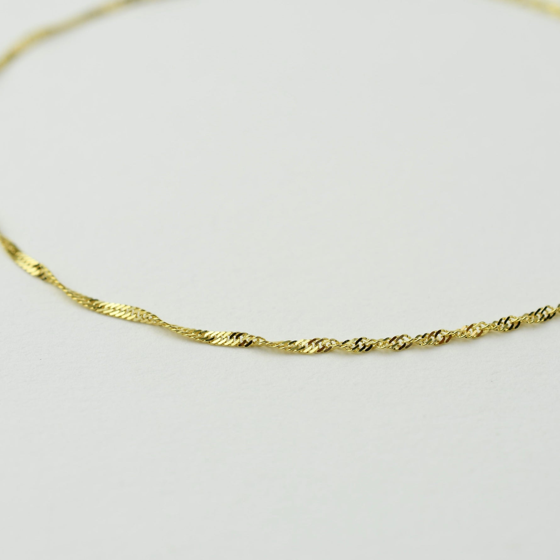 14K Gold Singapore Chain Necklace – 1.3mm Sparkly Twisted Chain - Sash Jewelry