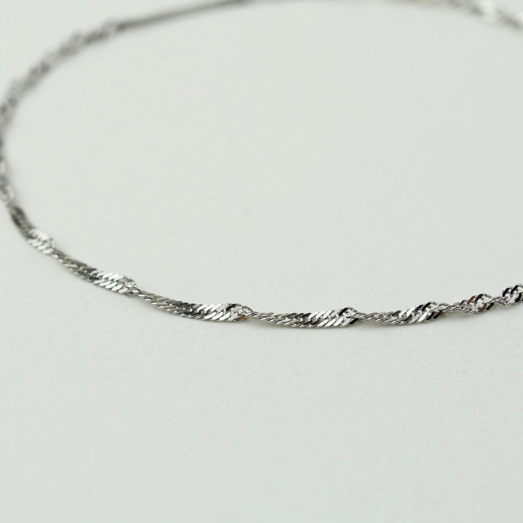 14K Gold Singapore Chain Necklace – 1.3mm Sparkly Twisted Chain - Sash Jewelry