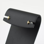 solid gold star stud and chain drop earrings